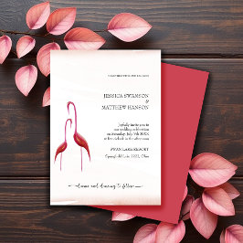 Convites Exótico Flamingo Rosa Dourado