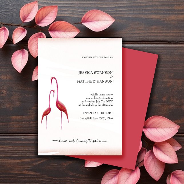 Convites Exótico Flamingo Rosa Dourado (Criador carregado)