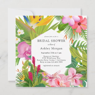 Convites Exótico Floral Tropical   Chuveiro Nupcial de Jard