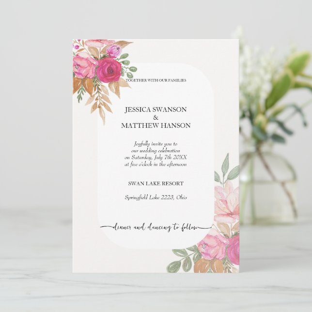 Convites Exótico Jardim Floral Boho de Primavera Verão (Em pé/Frente)