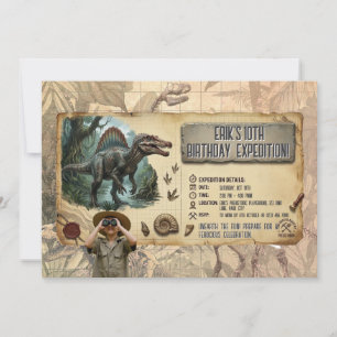 Convites Expedição de Dinossauro Spinosaurus de Aniversário