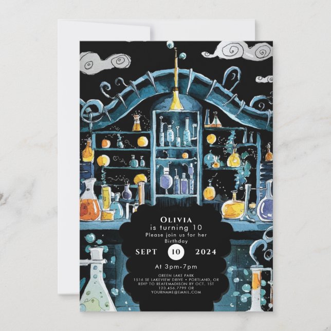 Convites Experiência de Ciência Pastel Aniversário (Frente)