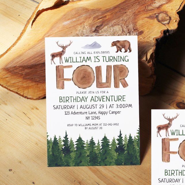 Convites Explorador Único Boys 4º Aniversário (Criador carregado)