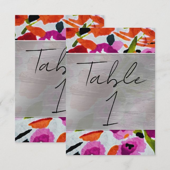 Convites Explosão de Cor Ousada Flores em Aquarela Tinta (Frente/Verso)