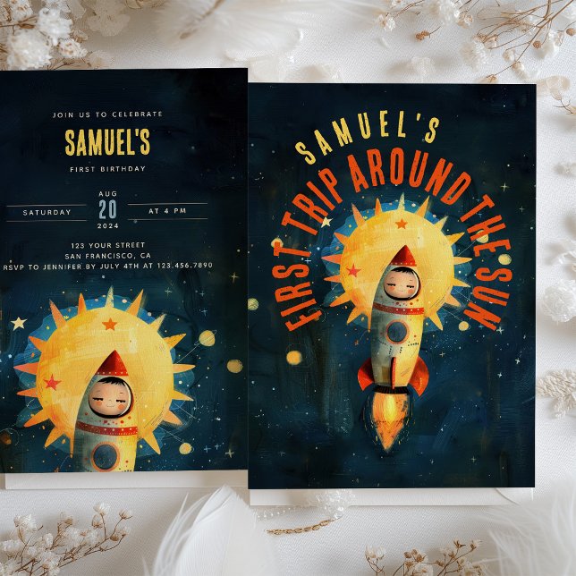 Convites Explosão de Primeiro Aniversário Cósmico: Festa de (Criador carregado)