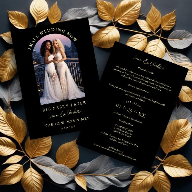 Convites Exquisite Arch Photo Frame in Black Eloped  (Exquisite Arch Photo Frame in Black Eloped Invitations Cards.)