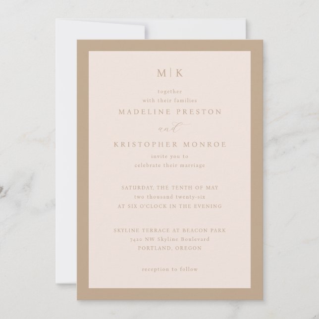 Convites Exquisite Beige Calligraphy Invitation (Frente)