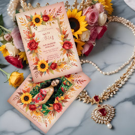 Convites Exquisite Botanical Floral Frame Spanish Photo XVs