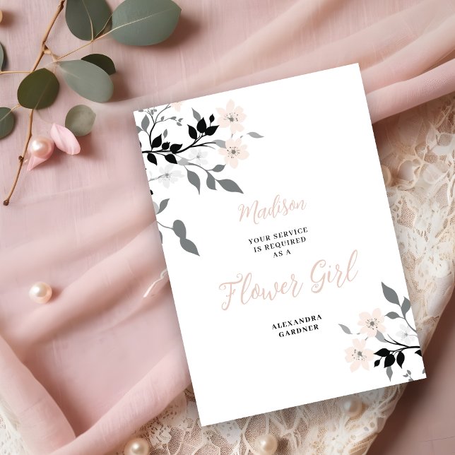 Convites Exquisite Chic Floral Bunch Wedding Flower Girl ( Exquisite Sophisticated Floral Bunch Wedding Flower Girl Proposal Card.)