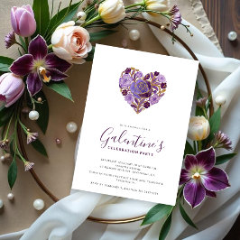 Convites Exquisite Purple Floral Heart Galentine's Day