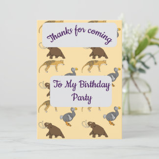 Convites Extinct Animals Thank you Card