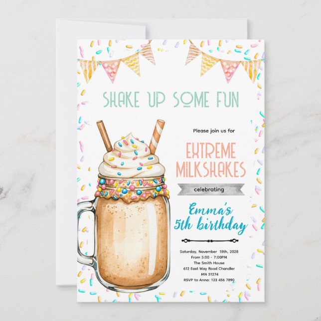 Convites Extreme Milkshakes Birthday Party Invitation (Frente)