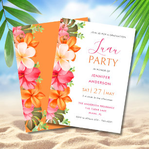 Convites Exuberante Luau de Graduação Floral Tropical