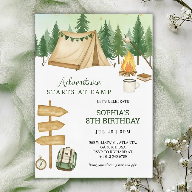 Convites Eye catching birthday Invitation in camping vibe  (Criador carregado)