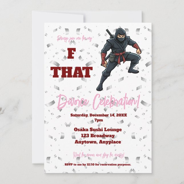 Convites F that Ninja Divorce Party (Frente)