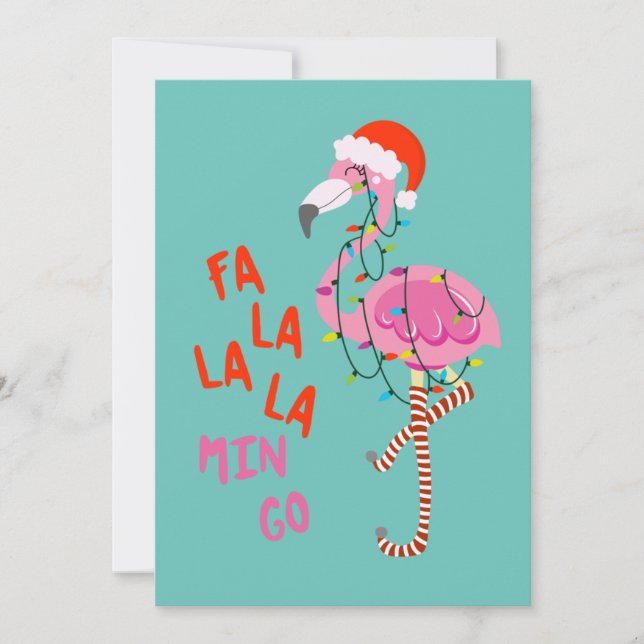 Convites Fa La La mingo Flamingo Para O Natal (Frente)