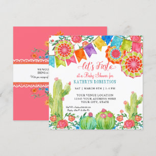 Convites Fã quadrado do papel da menina do chá de fraldas