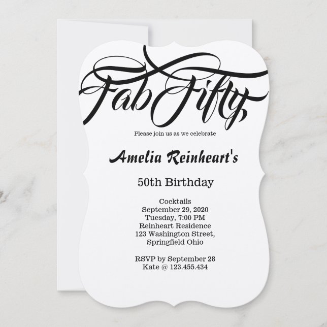 Convites Fab 50 Festa de aniversário (Frente)