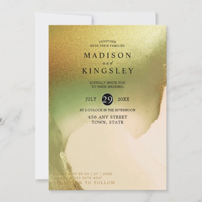 Convites Fab Chartreuse 💚 Abstrato Incrível Weddi Orçament (Frente)