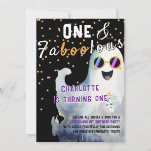 Convites FaBOOlous Halloween Pequeno primeiro aniversario d