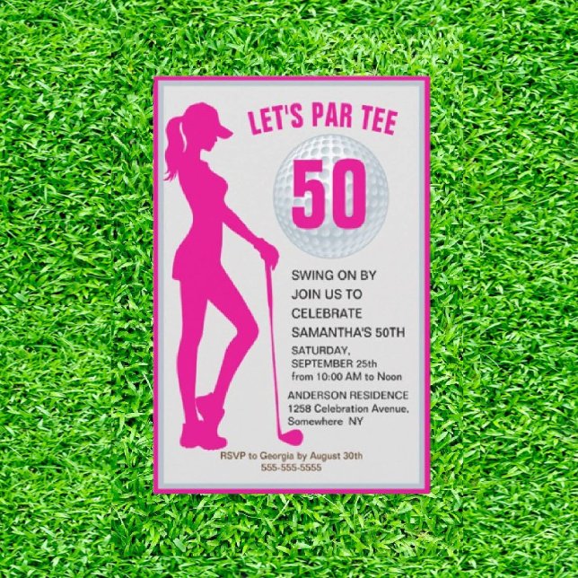 Convites Fabulosa 50ª Dama Rosa Golfer Aniversário (Swing in Style, Embrace the Elegance!)