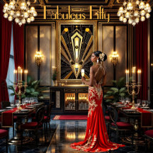 Fabulosa 50ª Mulher do Deco Afro Americano Vermelh