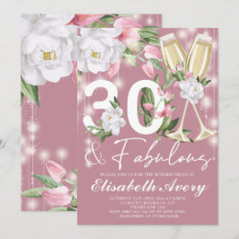 Convites Fabulosa aniversário de 30 anos Floral de luxo