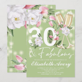 Convites Fabulosa aniversário de 30 anos Floral de luxo