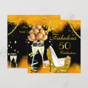 Convites Fabulosa Celebração de 50 Anos com Champanhe Festa
