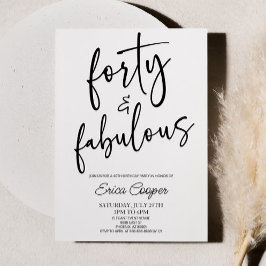 Convites Fabulosa e mínima festa de aniversário de 40 anos