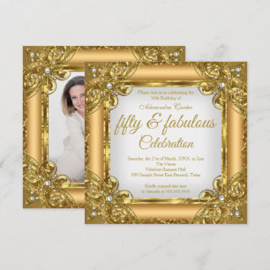 Convites Fabulosa Festa de Aniversário 50 Photo elite Gold 