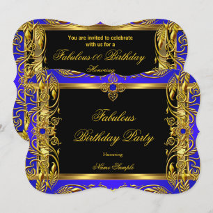 Convites Fabulosa Festa de Aniversário Azul Real Preto e Do