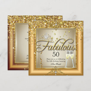 Convites Fabulosa Festa de Aniversário com Champanhe Dourad