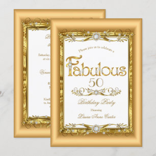 Convites Fabulosa Festa de Aniversário com Ouro Branco e Di