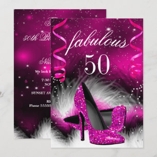 Convites Fabulosa Festa de Aniversário de 50 Saltos Altos R