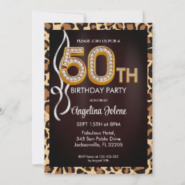 Convites Fabulosa Festa de aniversário de impressão 50 Leop