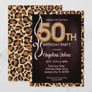 Convites Fabulosa Festa de aniversário de impressão 50 Leop