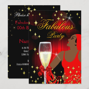 Convites Fabulosa Festa de Aniversário Diva com Brilho Verm
