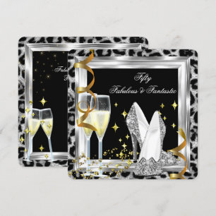 Convites Fabulosa Festa de Aniversário dos 50 Leopardos de 