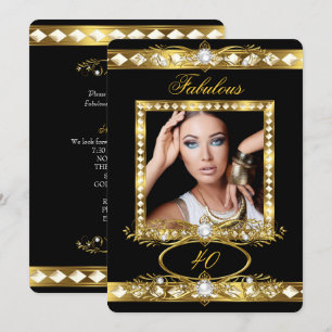 Convites Fabulosa Festa de Aniversário Pérola Preto Dourado