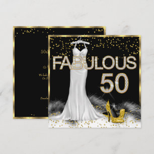 Convites Fabulosa Festa de Aniversário Preto Dourado Branco