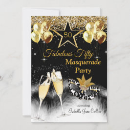 Convites Fabulosa festa de Mascarada de aniversário de 50 a
