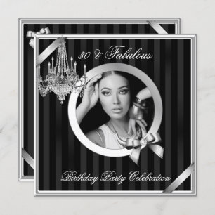 Convites Fabulosa Foto Negra Chandelier Silver 30 Elegante