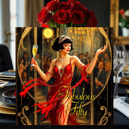 Convites Fabulosa Mulher de 50 anos em Art déco dos anos 19