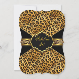 Convites Fabuloso 30 Dourado Preto Leopardo 30º Aniversário