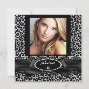 Convites Fabuloso 30 Fotos de Leopardo Preto Branco de Aniv