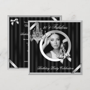 Convites Fabuloso 30 Lustre Elegante Prata Preto Foto