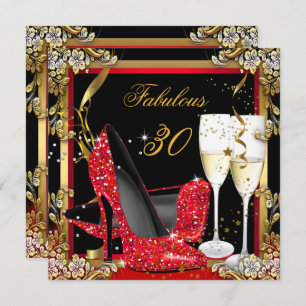Convites Fabuloso 30 Red Heels, Dourado Partido do Champanh