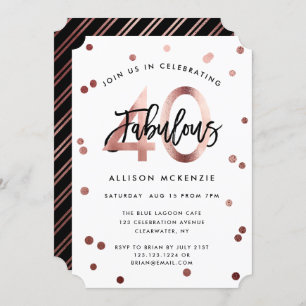 Convites Fabuloso 40 Aniversário Dourado de Rosa moderno