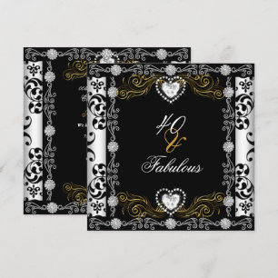 Convites Fabuloso 40 Damasco Dourado Preto Branco Prata 40º